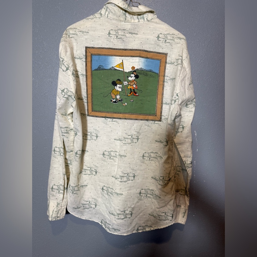 Kennington Walt Disney‎ World Vintage Mickey Minnie Golf Button Shirt- Large